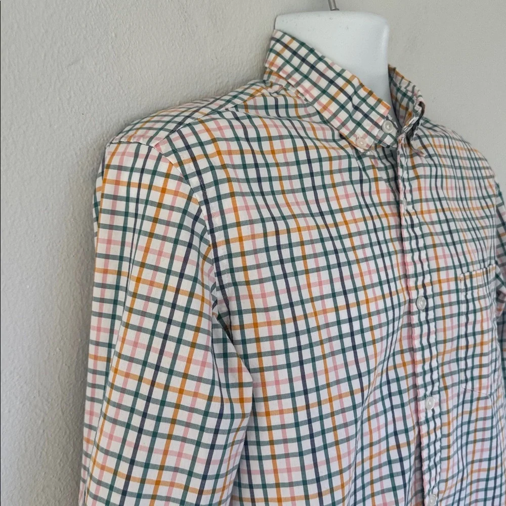 J. Crew orange green flex washed slim untucked button down dress shirt medium